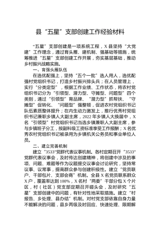 县“五星”支部创建工作经验材料