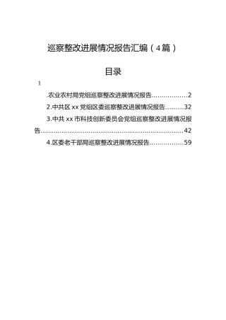 巡察整改进展情况报告汇编（4篇）1
