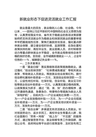 新就业形态下促进灵活就业工作汇报