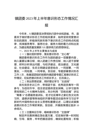 镇团委2023年上半年意识形态工作情况汇报