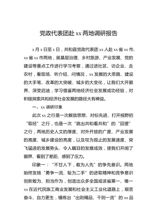 党政代表团赴xx两地调研报告