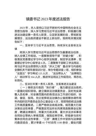 镇委书记2023年度述法报告