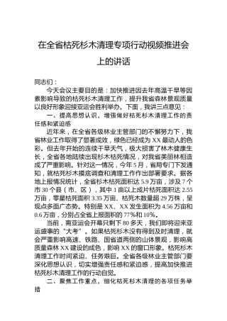 在全省枯死杉木清理专项行动视频推进会上的讲话