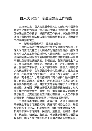 县人大2023年度法治建设工作报告