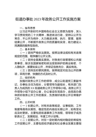 街道办事处2023年政务公开工作实施方案