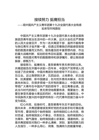 接续努力挺膺担当——基层工作者学习共青团十九大精神心得体会（公文搜原创）