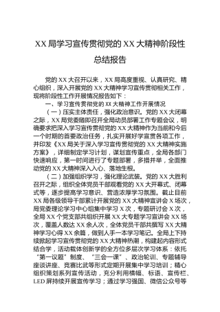 XX局学习宣传贯彻党的二十大精神阶段性总结报告