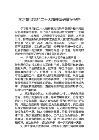 学习贯彻党的二十大精神调研情况报告