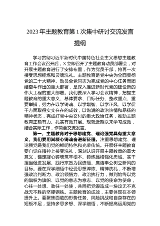 2023年主题教育第1次集中研讨交流发言提纲