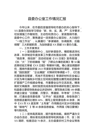 县委办公室工作情况汇报