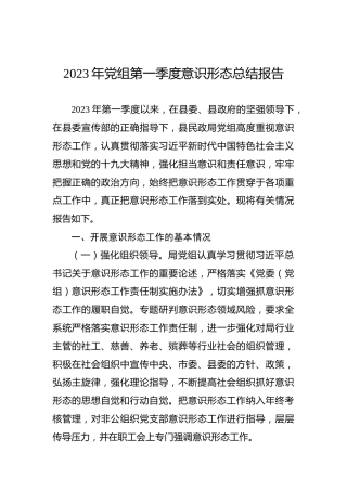 2023年党组第一季度意识形态总结报告