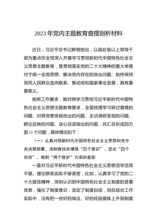 2023年党内主题教育查摆剖析材料