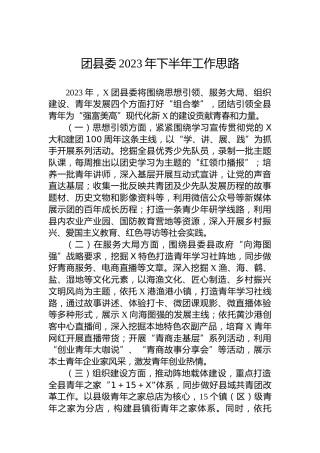 团县委2023年下半年工作思路