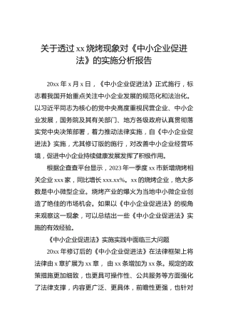 关于透过xx烧烤现象对《中小企业促进法》的实施分析报告
