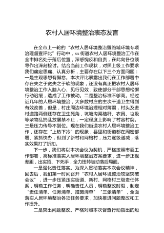 农村人居环境整治表态发言