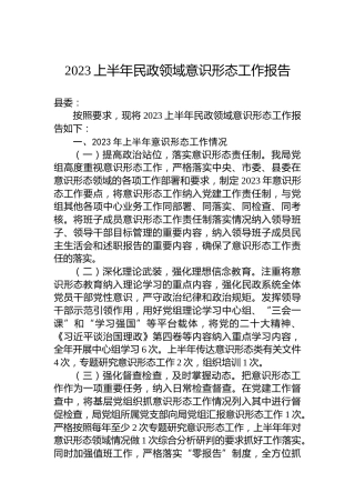 2023上半年民政领域意识形态工作报告