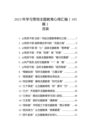 2023年学习贯彻主题教育心得汇编（105篇）