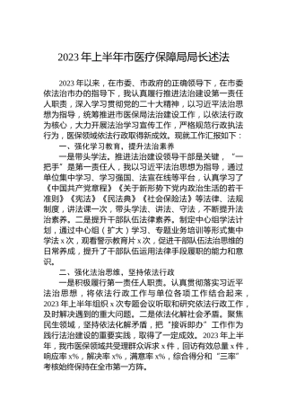 2023年上半年市医疗保障局局长述法