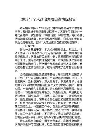 2023年个人政治素质自查情况报告