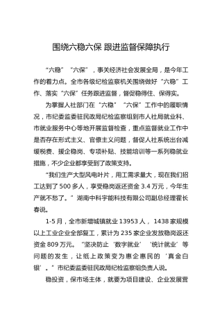围绕六稳六保跟进监督保障执行