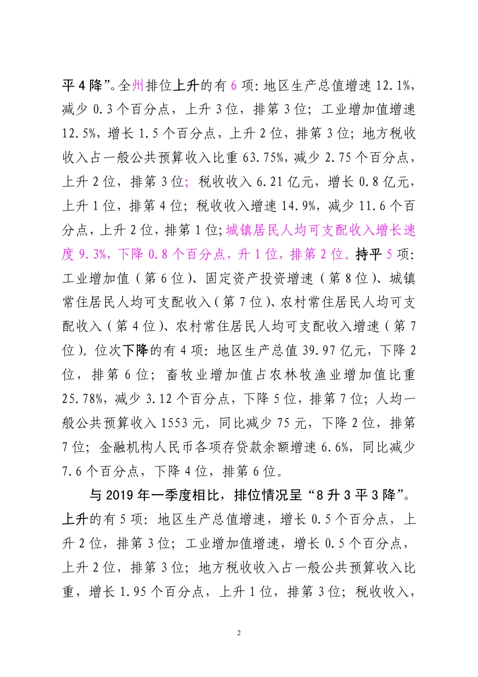 晴隆县2019年1-6月经济运行分析及下半年工作建议_第2页