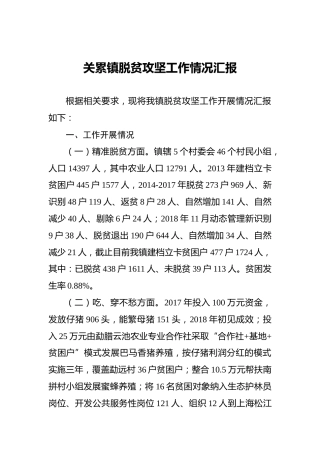 关累镇脱贫攻坚工作情况汇报