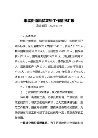 丰溪街道脱贫攻坚工作情况汇报
