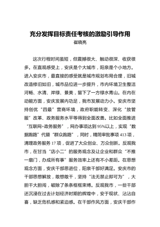 崔晓亮：充分发挥目标责任考核的激励引导作用