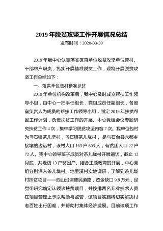 2019年脱贫攻坚工作开展情况总结