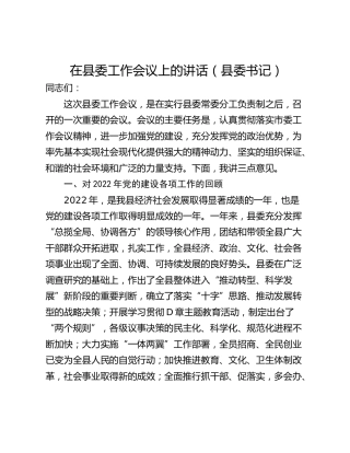 在县委工作会议上的讲话（县委书记）