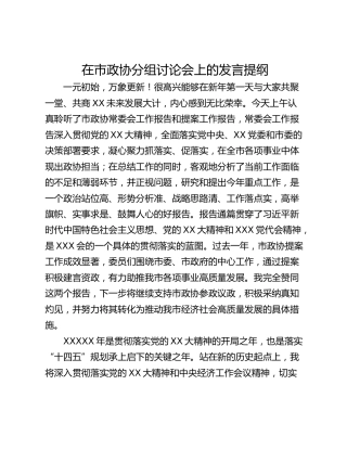 在市政协分组讨论会上的发言提纲