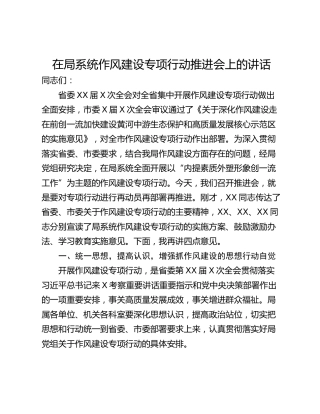 在局系统作风建设专项行动推进会上的讲话