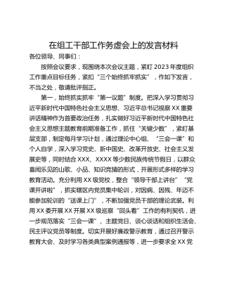 在组工干部工作务虚会上的发言材料