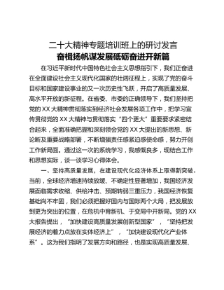二十大精神专题培训班上的研讨发言