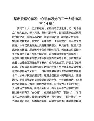 某市委理论学习中心组学习党的二十大精神发言（4篇）