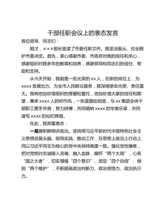 干部任职会议上的表态发言