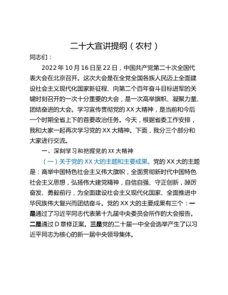 二十大宣讲提纲（农村）