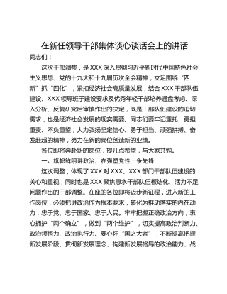 在新任领导干部集体谈心谈话会上的讲话