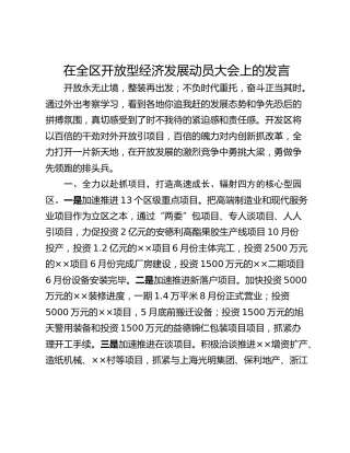 在全区开放型经济发展动员大会上的发言_1