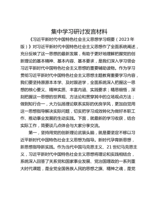 集中学习研讨发言材料