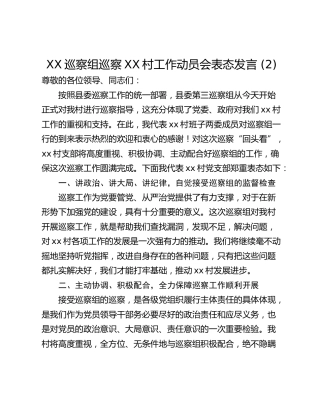 XX巡察组巡察XX村工作动员会表态发言 (2)