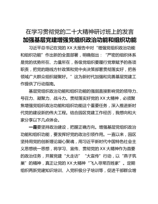 在学习贯彻党的二十大精神研讨班上的发言