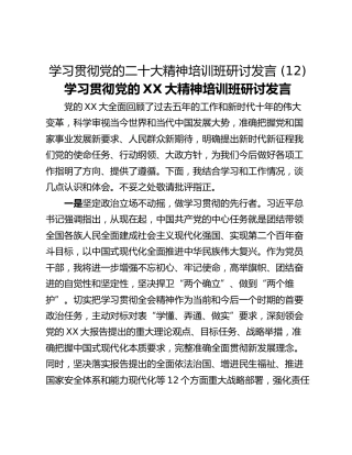 学习贯彻党的二十大精神培训班研讨发言 (12)