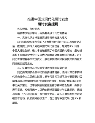 推进中国式现代化研讨发言