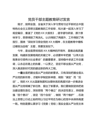 党员干部主题教育研讨发言