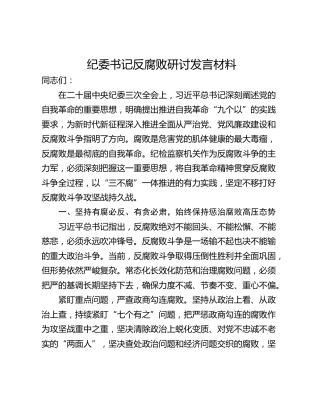 纪委书记反腐败研讨发言材料