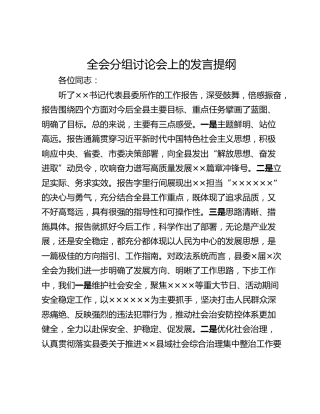 全会分组讨论会上的发言提纲