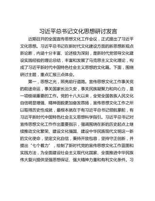 习近平总书记文化思想研讨发言