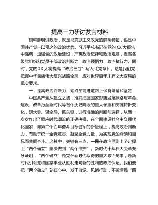 提高三力研讨发言材料