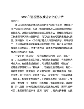 xxx在巡视整改推进会上的讲话